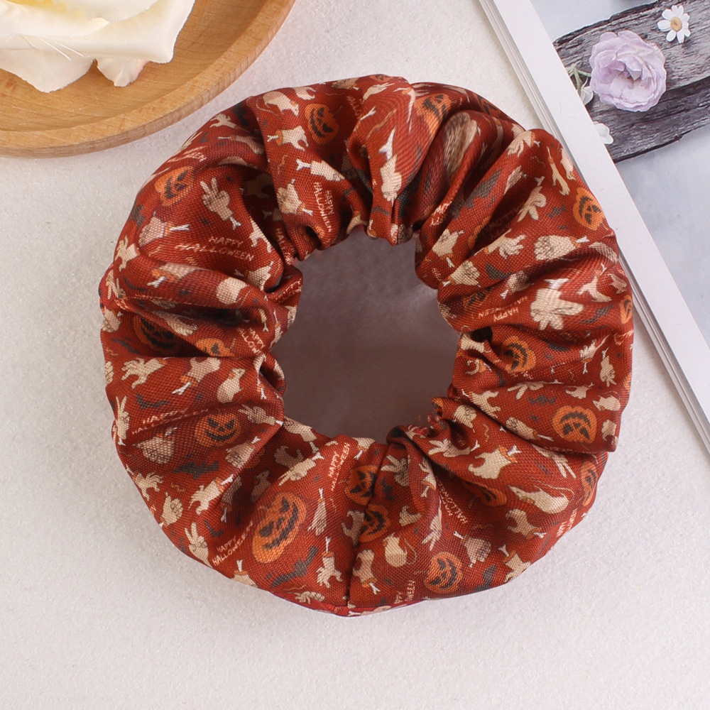 Women's Halloween Party Fabric Hair Scrunchies Colorful Skull Pattern