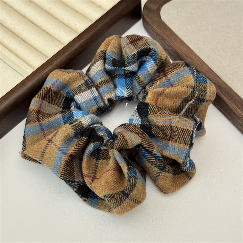 Women's Preppy Cloth Hair Scrunchie For All Seasons Checkered Plaid