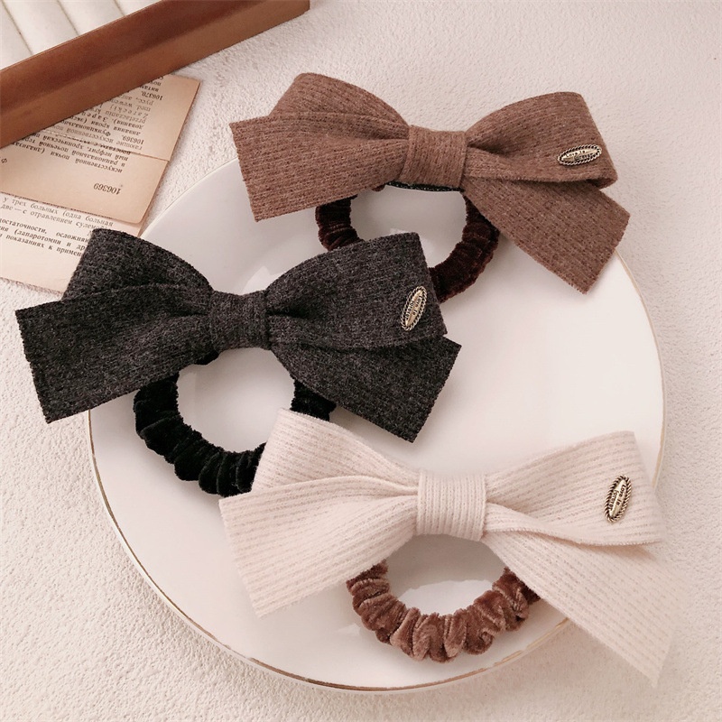 Women's All Season Simple Yarn Princess Hairband Beige Bowknot