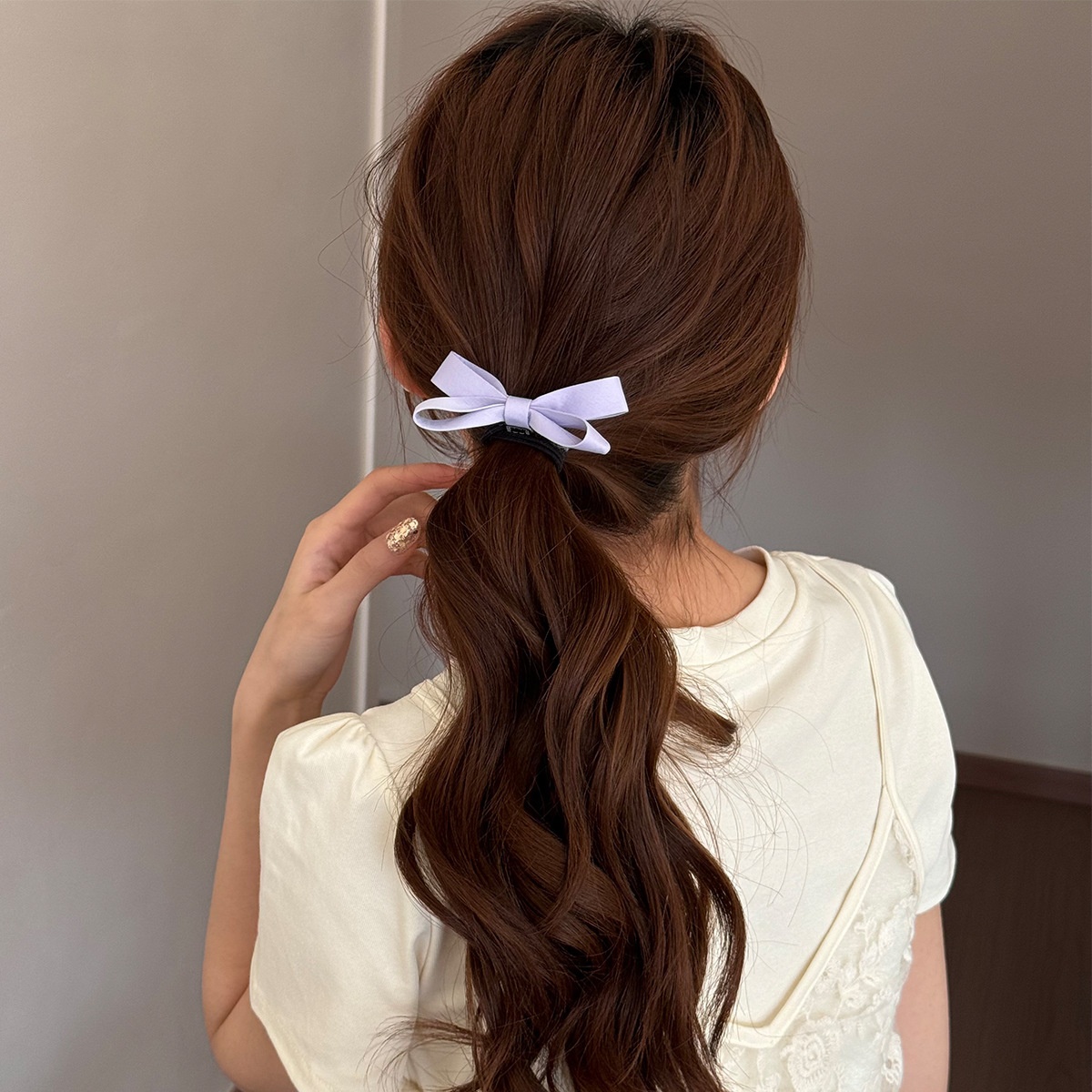 Women's Comfortable Soft Polyester Everyday Bow Knot Hair Tie Pink