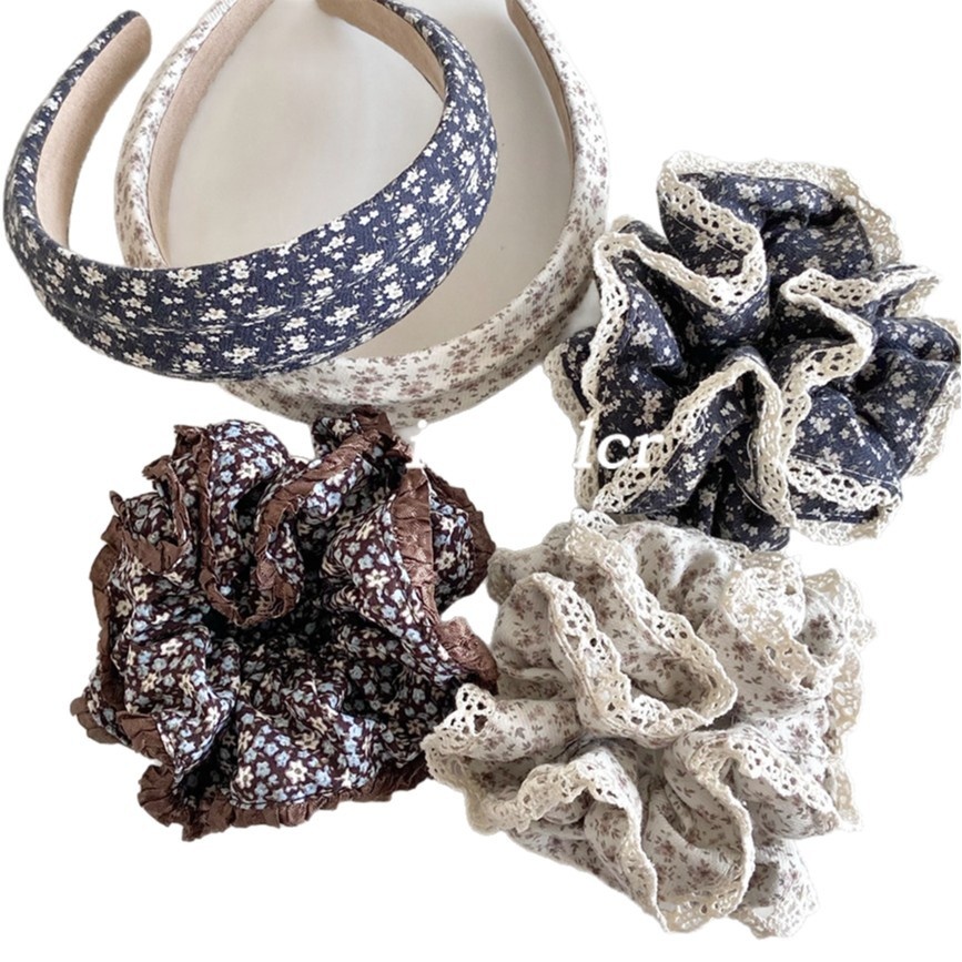 Women's Spring Cloth Hair Band For Daily Wear Beige Ditsy Floral