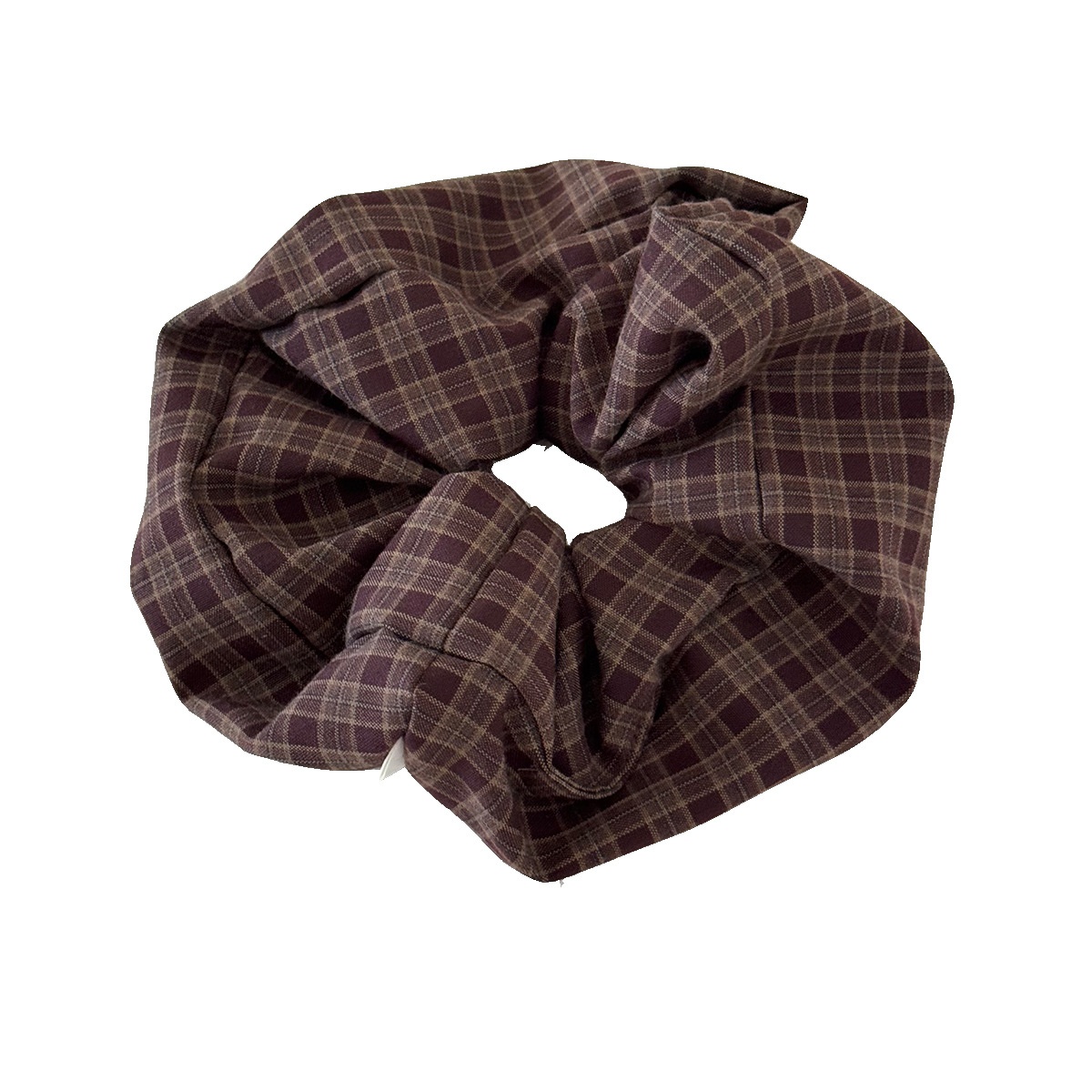 Women's Retro Cloth Low Ponytail Bun Hair Bands Dark Plaid