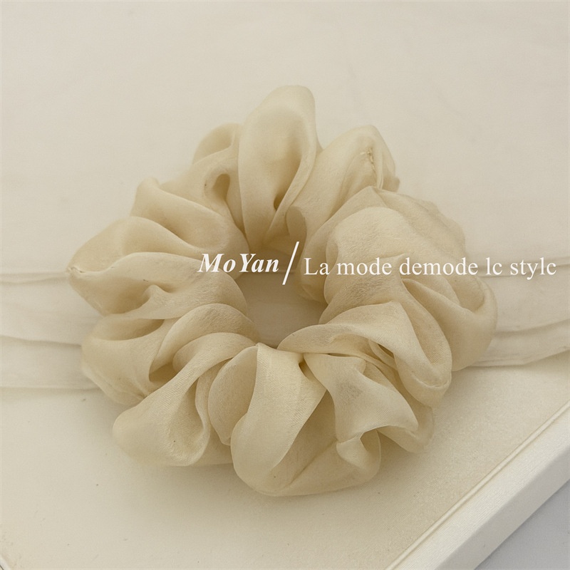 Women's Daily Simple Soft Tulle Hair Scrunchie Solid Color Beige