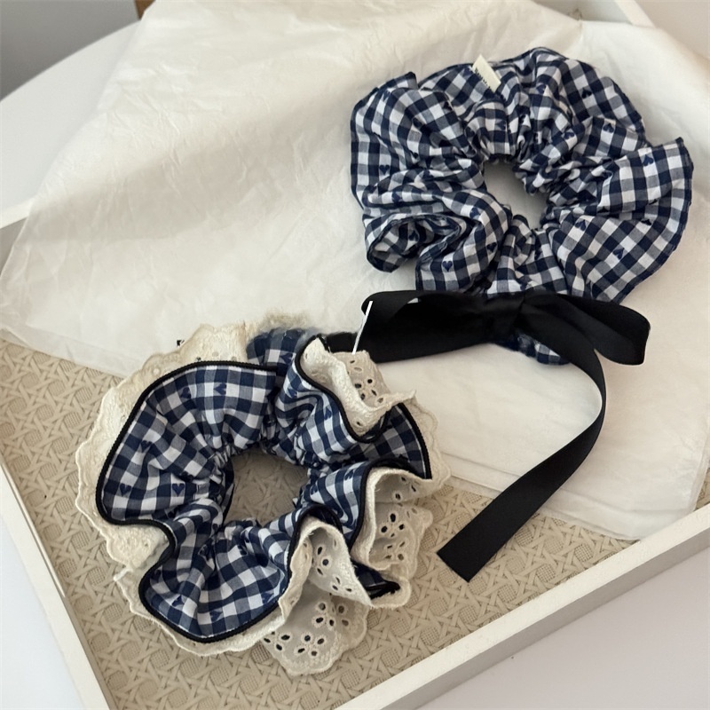 Women's Daily Cloth Hair Scrunchies Plaid Heart Lace Bow Knot