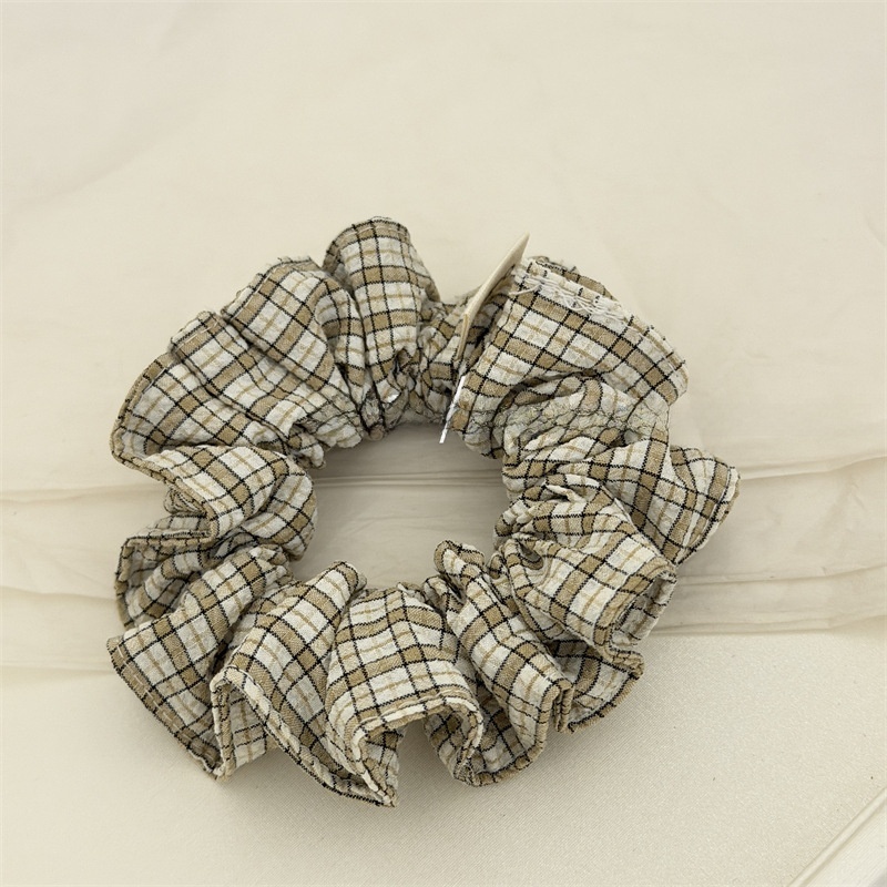 Women's Cloth Hair Scrunchies Daily Ponytail Holder Checkered Plaid