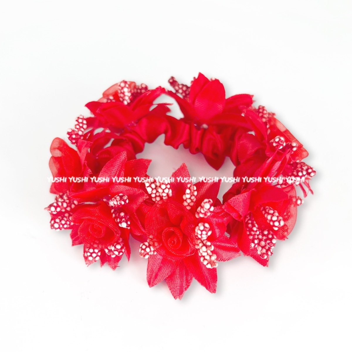 Women's Vintage Rose Cloth Hair Tie For Winter Champagne Floral