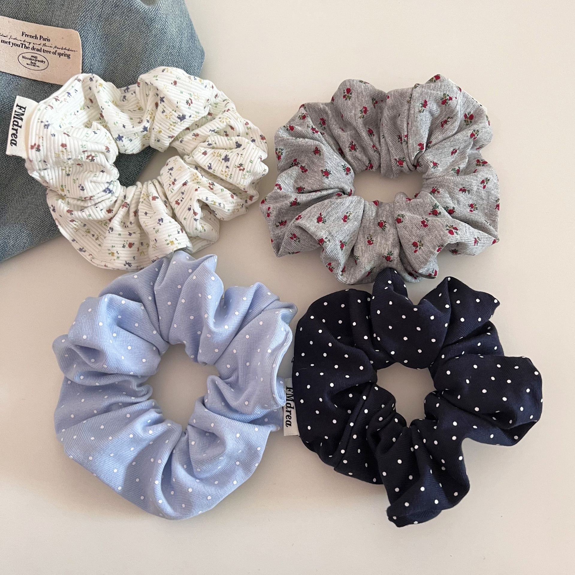Women's Sweet Floral Polka Dot Cloth Hair Ties for Versatile Low Bun Styling