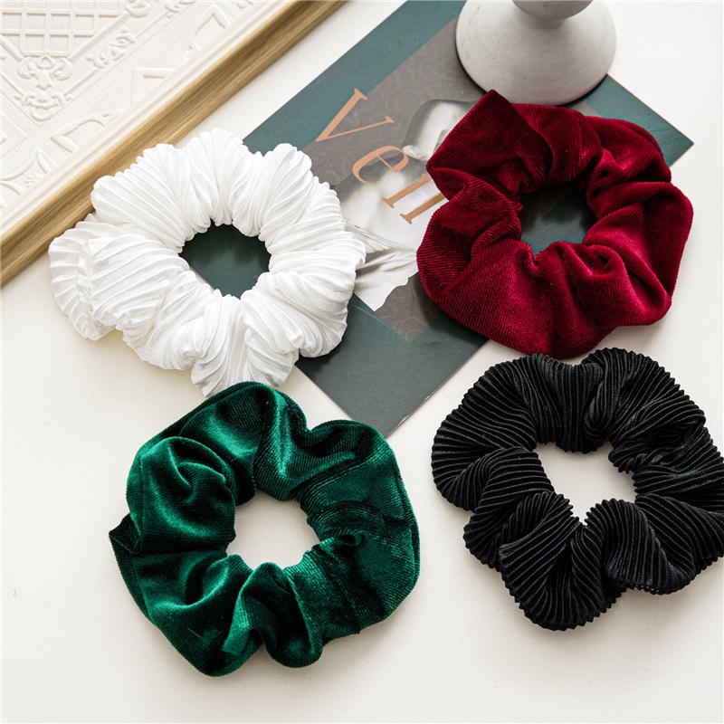 Women's Christmas Cloth Hair Scrunchie Solid Snowflake Lattice