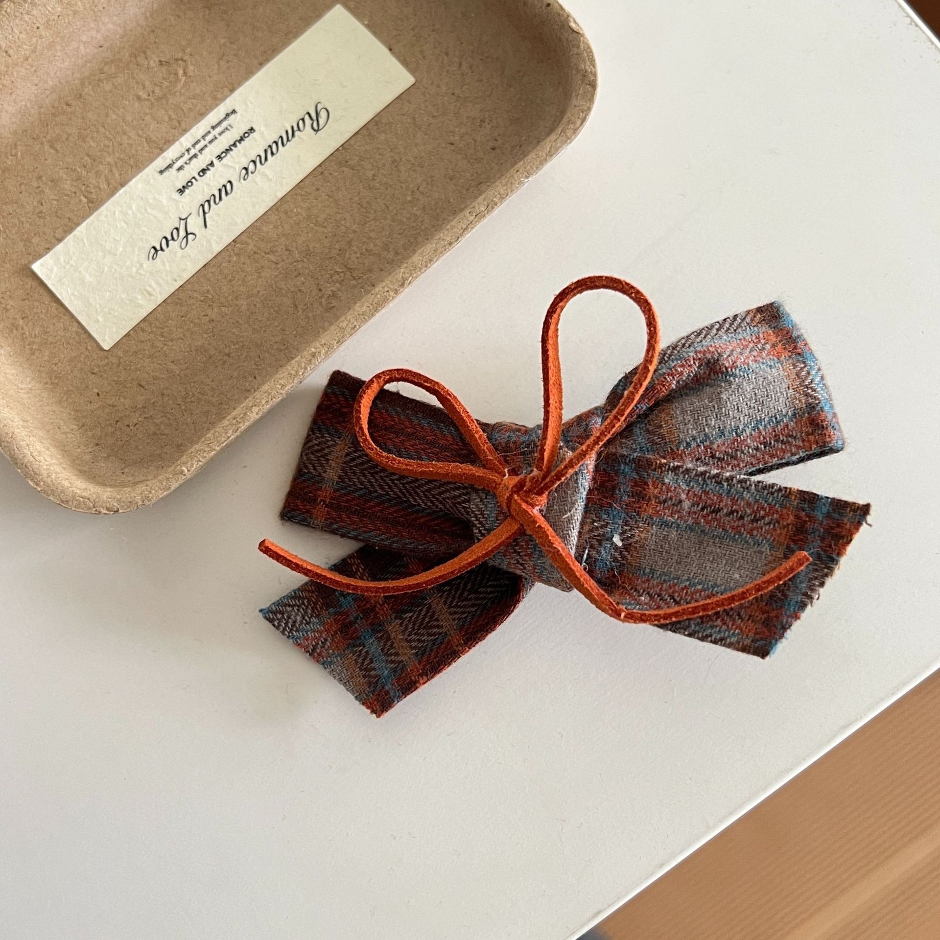 Girls Preppy College Style Cloth Hair Tie Scrunchie Coffee Plaid