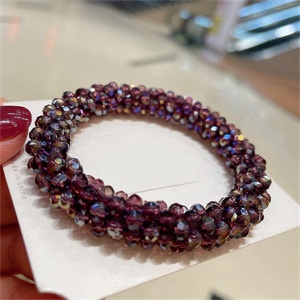 Women's Handmade Crystal Beaded Nylon Hair Ring Dual-Use Bracelet