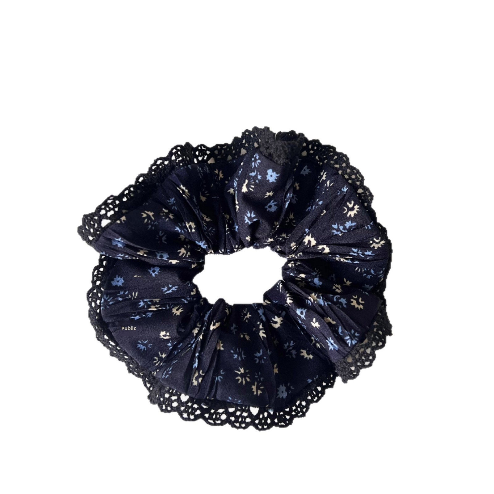 Women's Autumn Retro Cloth Hair Tie Navy Blue Ditsy Floral