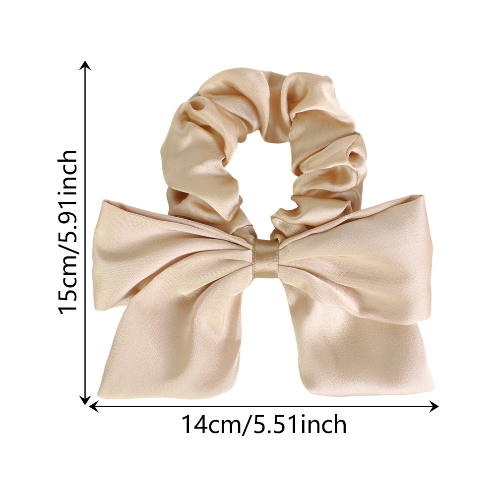 Women's Elegant French Cloth Bowknot Hair Tie Autumn Accessory Beige