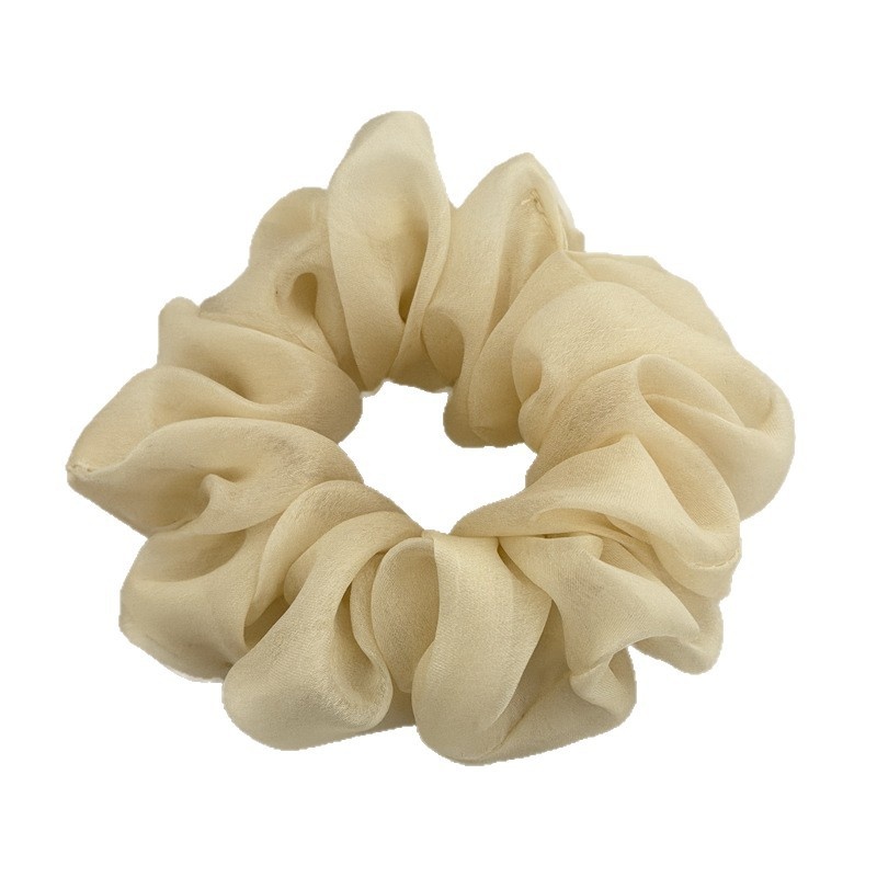 Women's Daily Simple Soft Tulle Hair Scrunchie Solid Color Beige