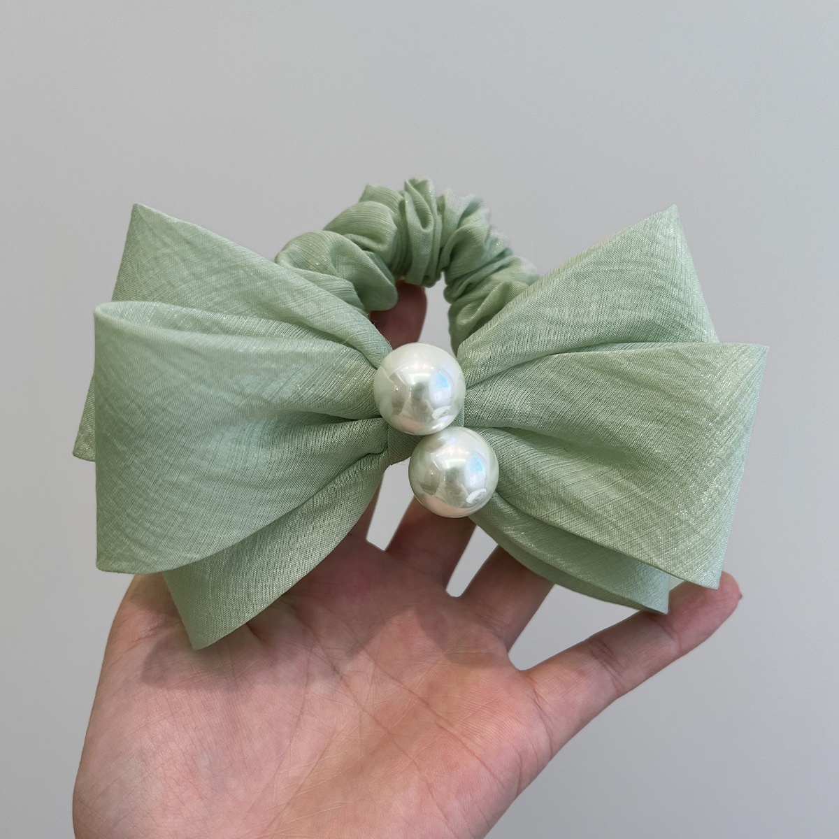 Women's French Pearl Bowknot Hair Ties Elegant Rose Cloth Elastic Band