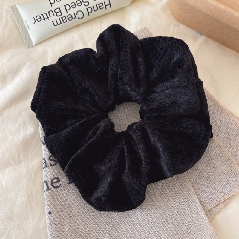 Women's Retro Flannel Hair Tie For Autumn & Winter Solid Black