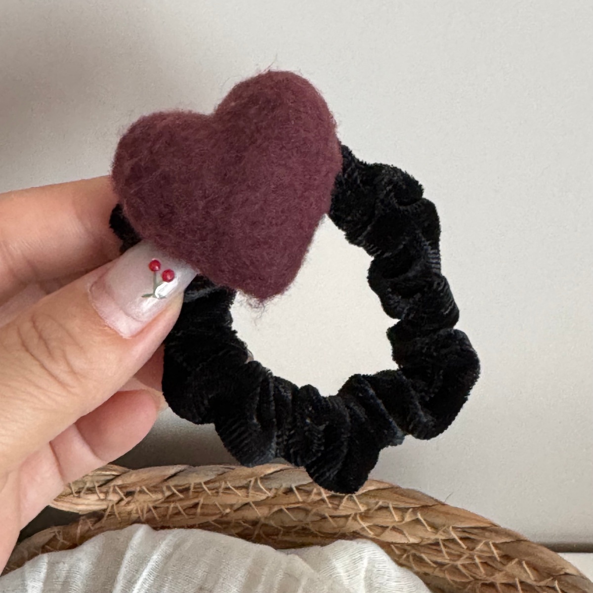 Women's Winter Essential Wool Felt Headband Black Heart Shape