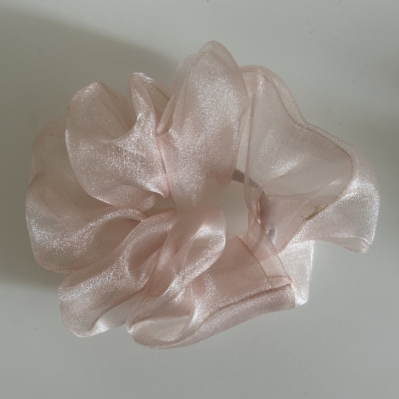 Women's Spring Pearl Shiny Organza Mesh Hair Tie For Bun Solid Color