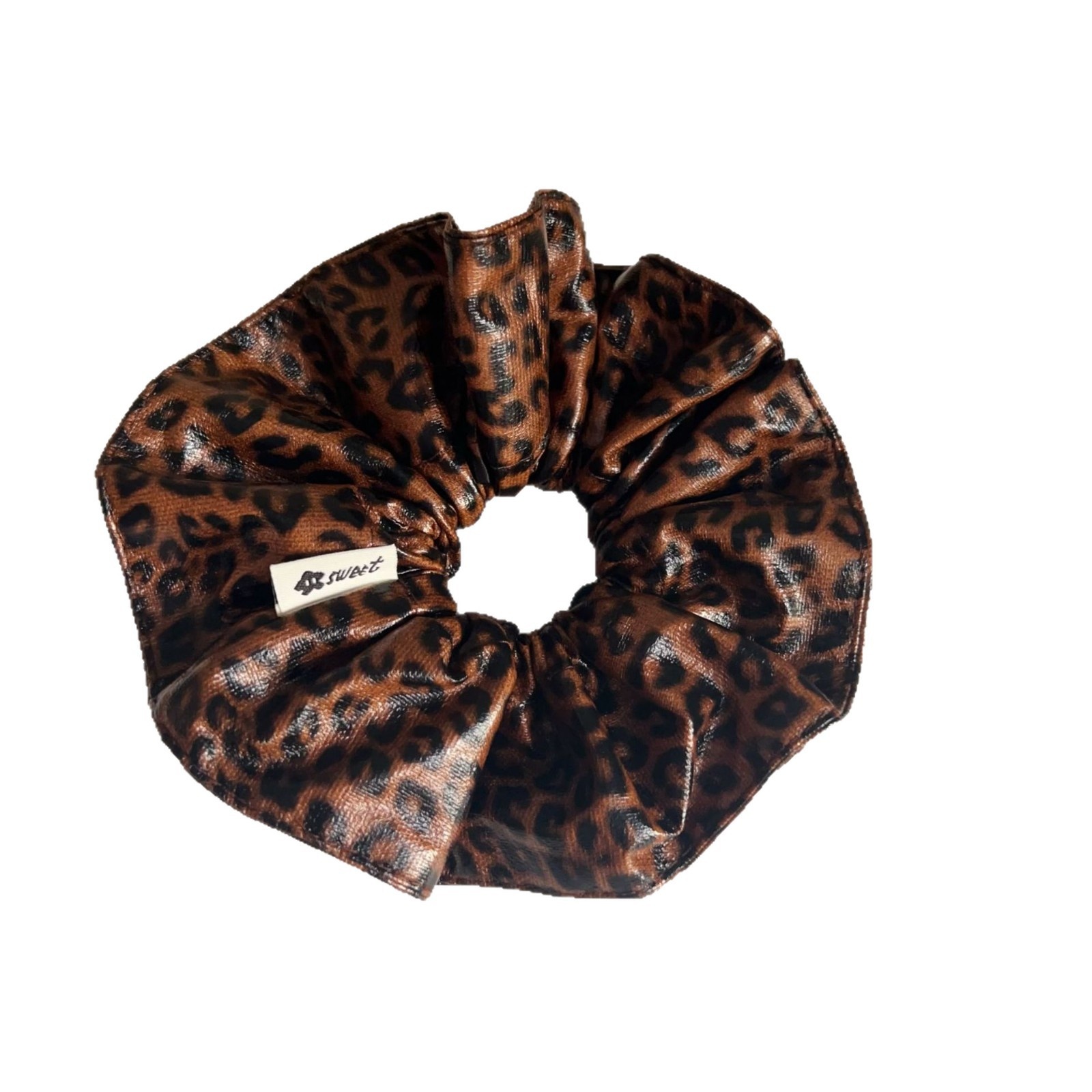 Women's Retro High Elastic Leather Hair Ties For Bun Leopard Print