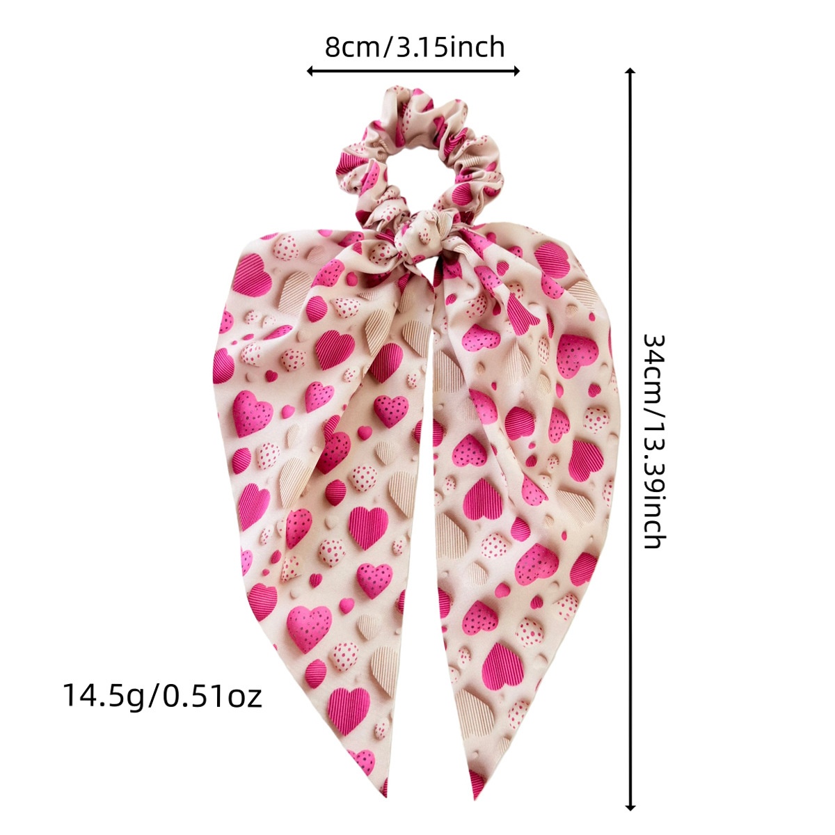 Women's Valentine Candy Heart Print Large Elastic French Bow Headband