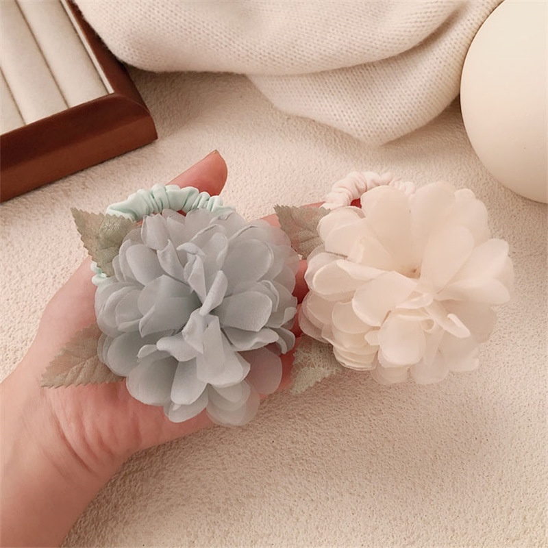 Women's Handmade Spring Ponytail Scrunchie Large Magnolia Flower