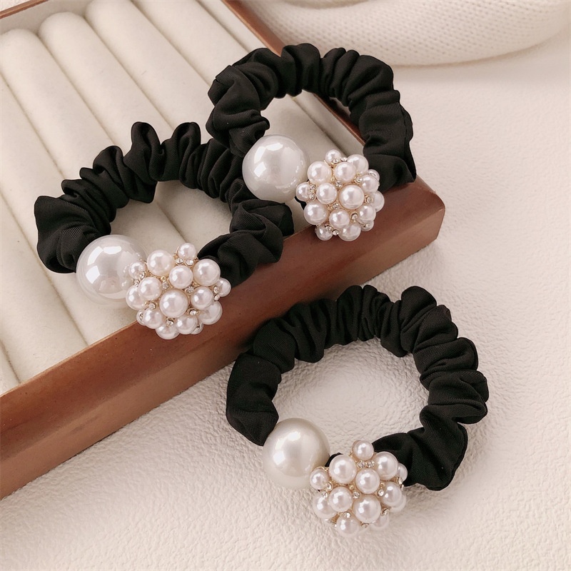Women's High Elasticity Pearl Hair Tie Durable Cloth Band All Seasons
