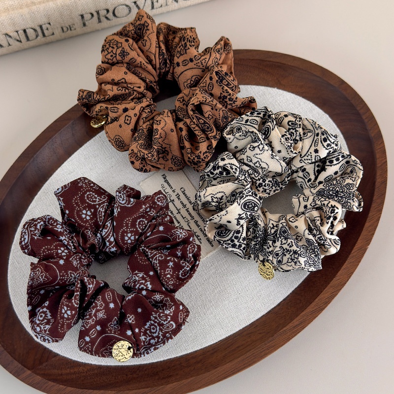 Women's Casual Cloth Scrunchie Ponytail Holder Vintage Paisley Print