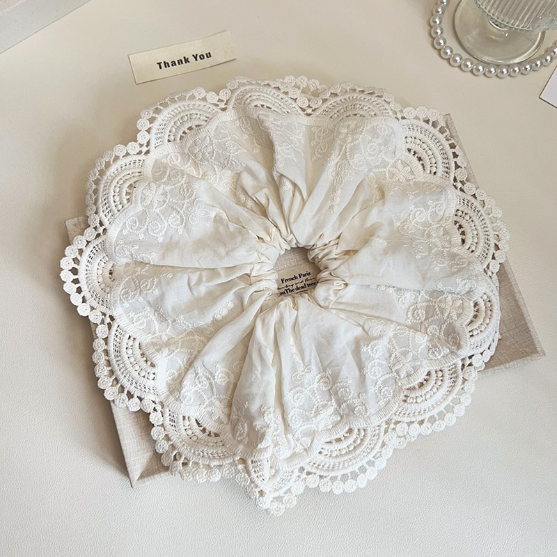 Women's Elegant Large Lace Ponytail Hair Accessory Solid White