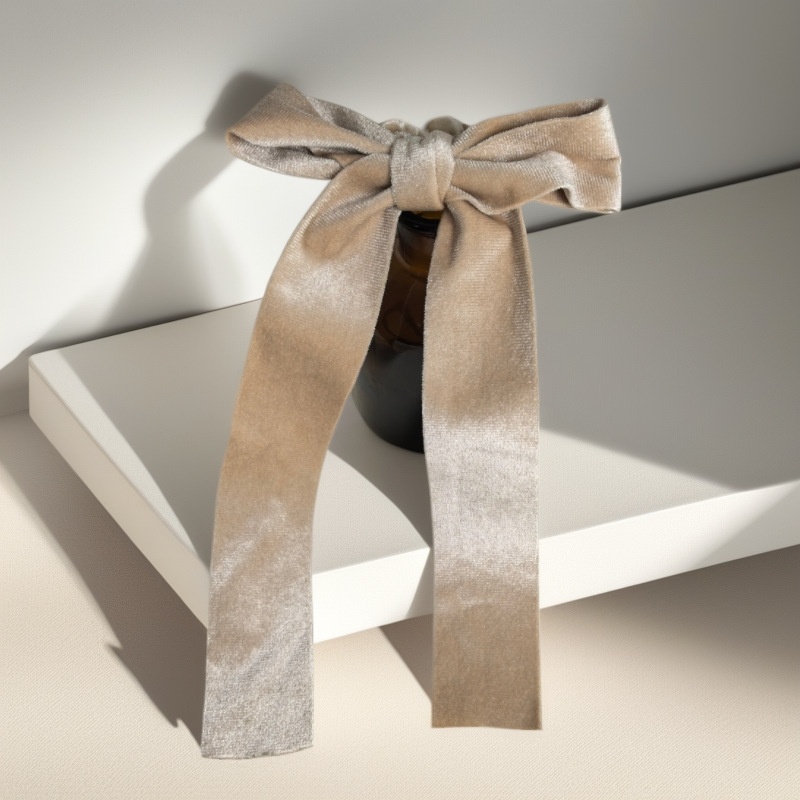 Women's Elegant Velvet Bow Ribbon Ponytail Hair Tie Solid Burgundy