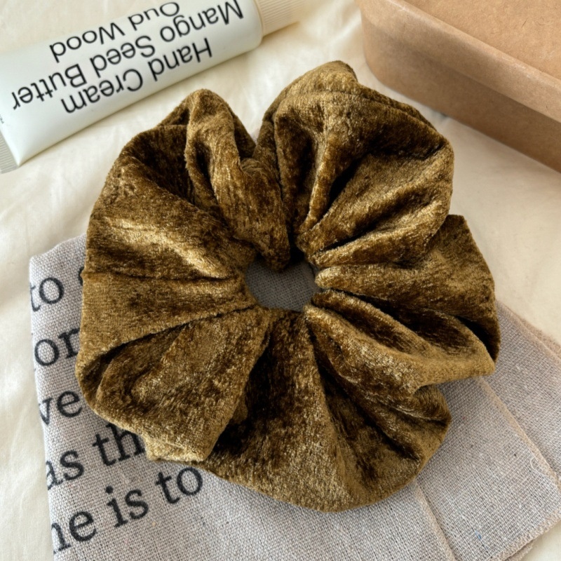 Women's Retro Flannel Hair Tie For Autumn & Winter Solid Black