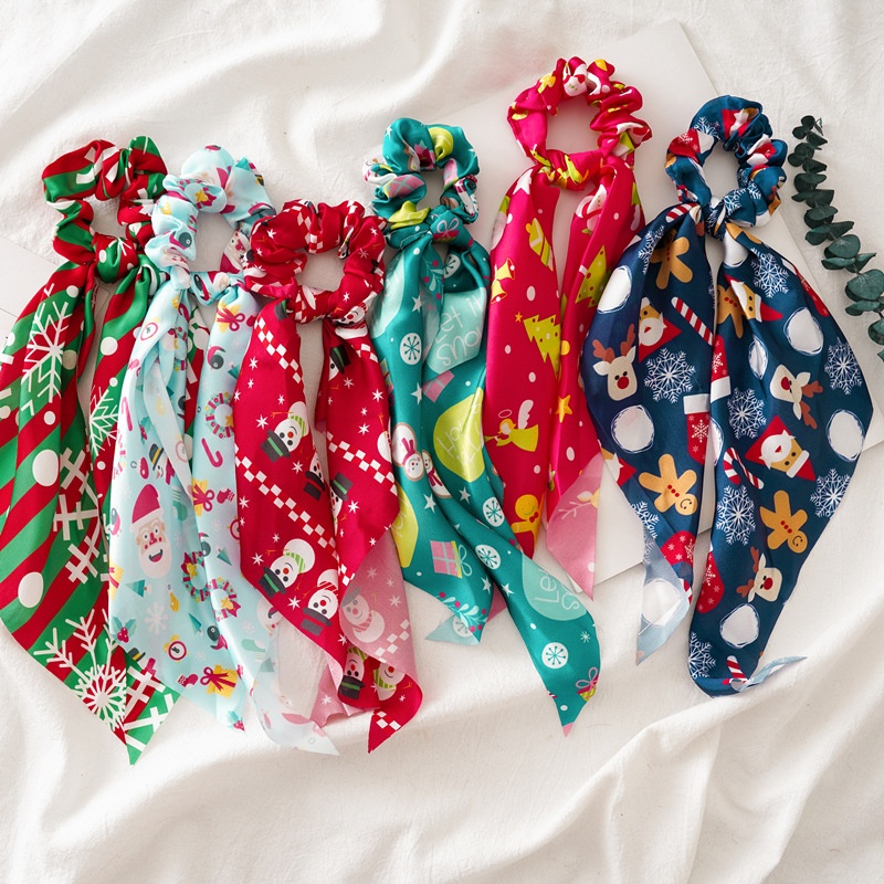 Women's Christmas Hair Tie Festive Snowman Print Cloth Scrunchie