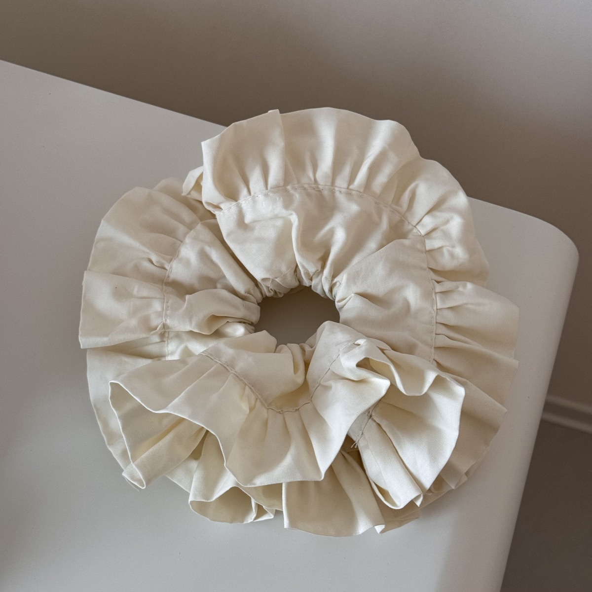 Women's French Satin Ruched Lace Bun Hair Tie Scrunchie Polka Dot