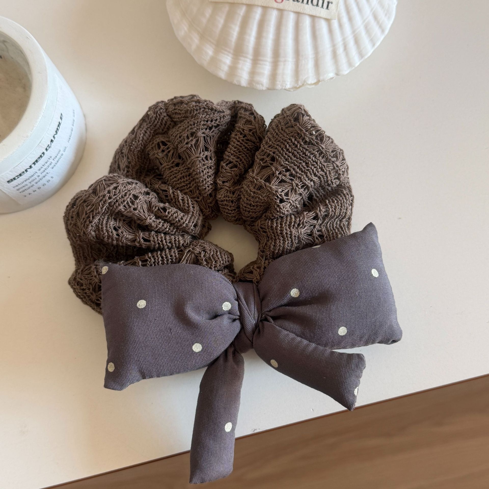 Women's Vintage Knitted Cloth Elastic Hair Tie Scrunchie Bow Knot