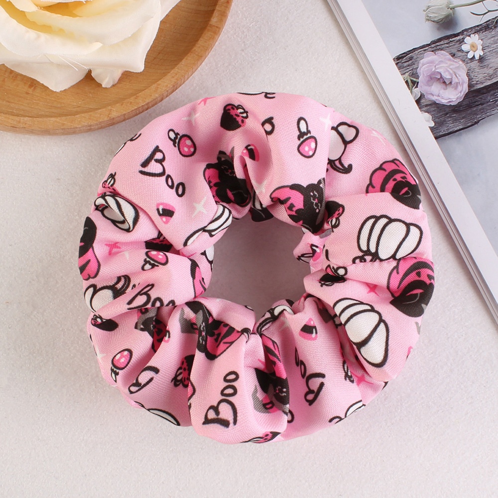 Women's Halloween Party Fabric Hair Scrunchies Colorful Skull Pattern
