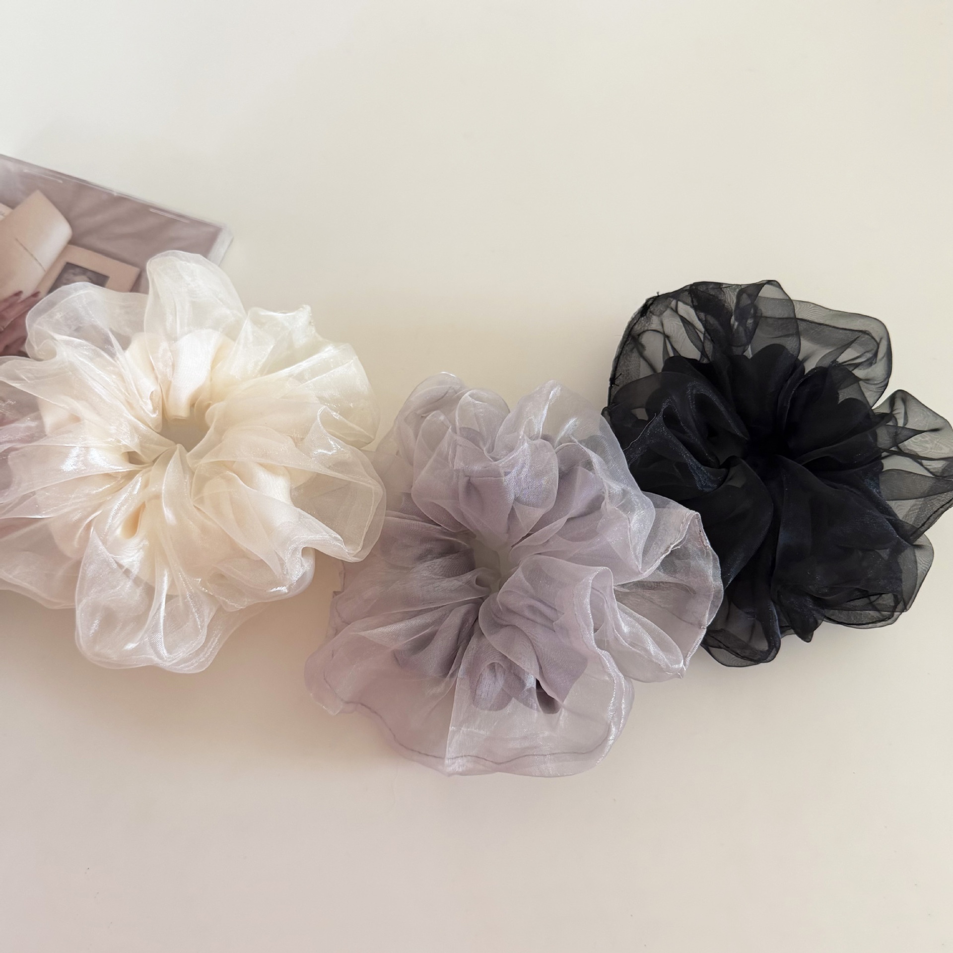 Women's Elegant Fairy Style Gauze Hair Tie Comfortable Solid Color Scrunchie