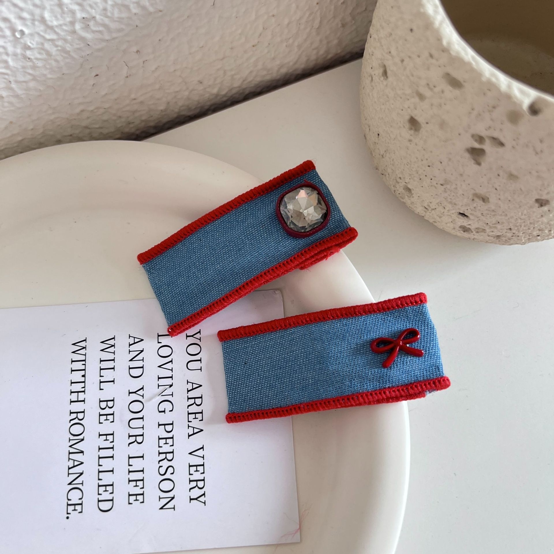 Women's Elegant Cloth Scarf Hair Tie Daily Scrunchie Retro Plaid Cherry