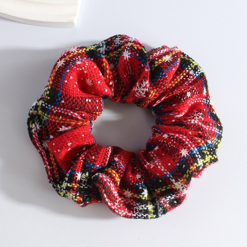 Unisex Holiday Cloth Hair Tie Scrunchie Christmas Snowman Pattern