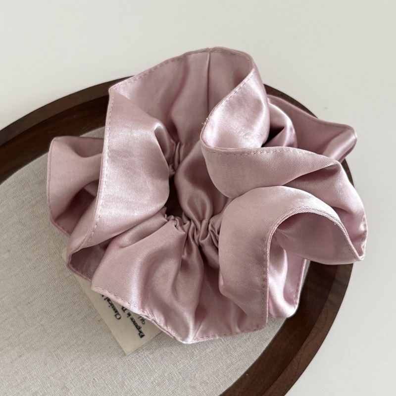 Women's Elegant Double Layer Satin Low Ponytail Hair Tie Solid Color