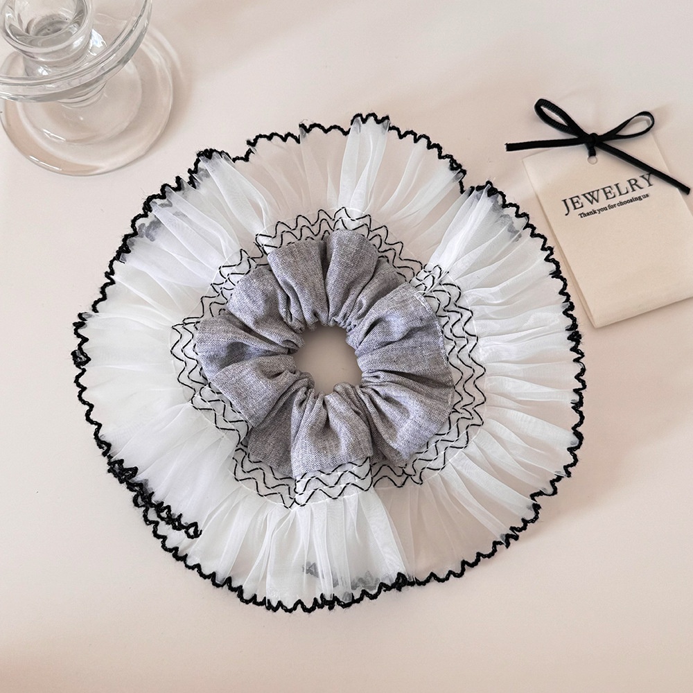 Women's Spring Daily Wear Polyester Hair Tie Scrunchies Grey Lace