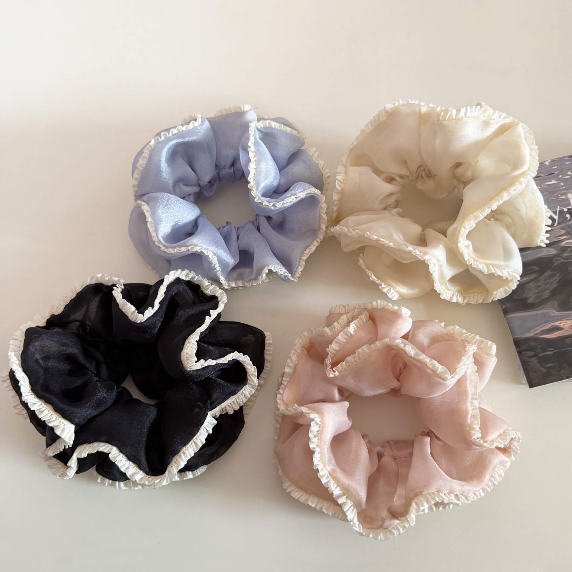 Women's Elegant Gauze Hair Tie Solid Color Spring Fashion Accessory Blue