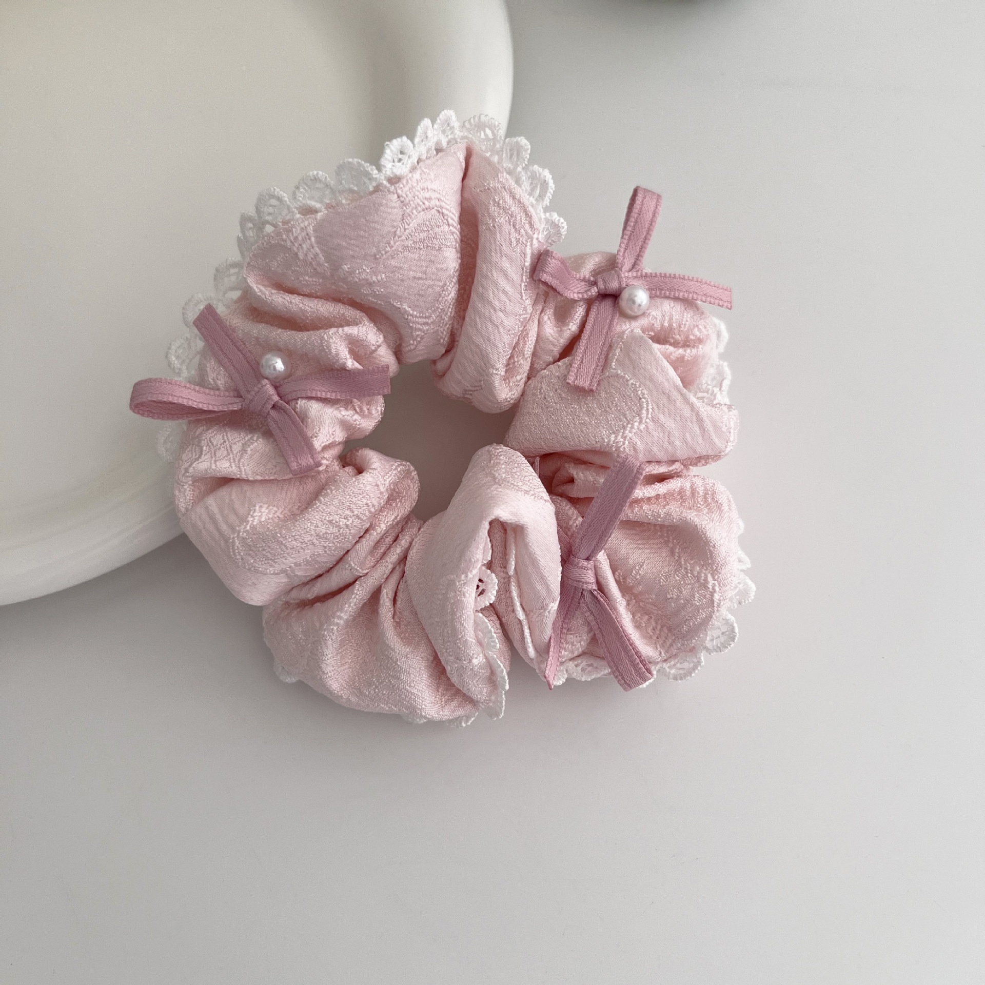 Women's Summer Casual Cloth Bowknot Hair Tie Styling Accessories Pink