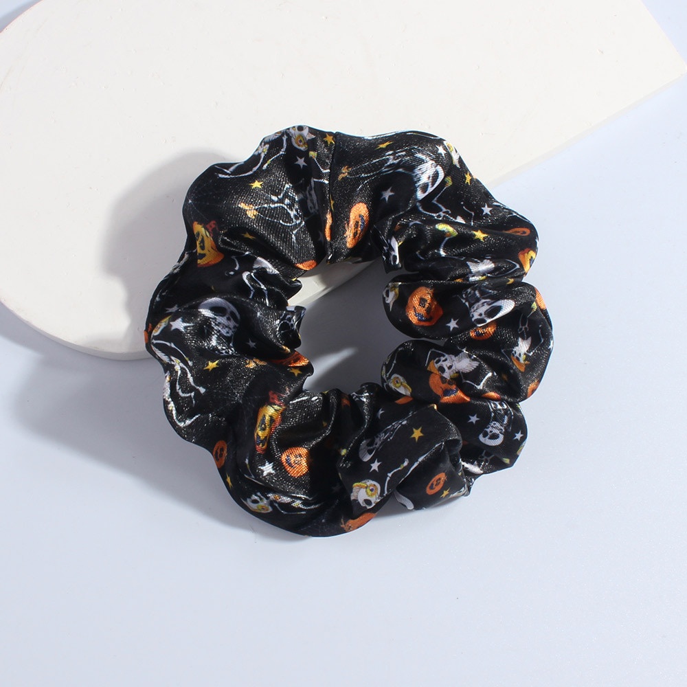 Women's High Elasticity Satin Scrunchies Digital Halloween Print