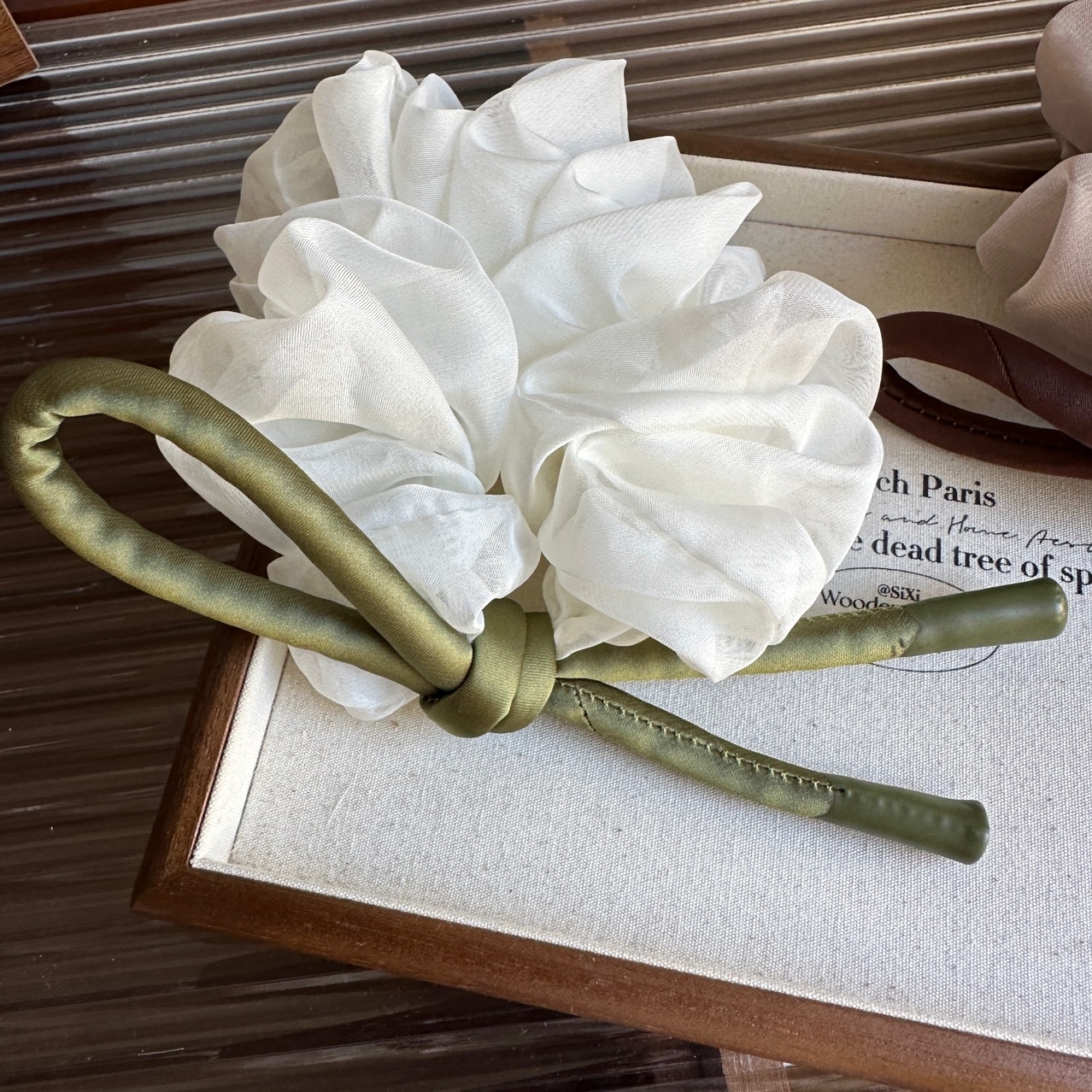 Women's Elegant French Chiffon Spring Hair Tie Coffee Bowknot