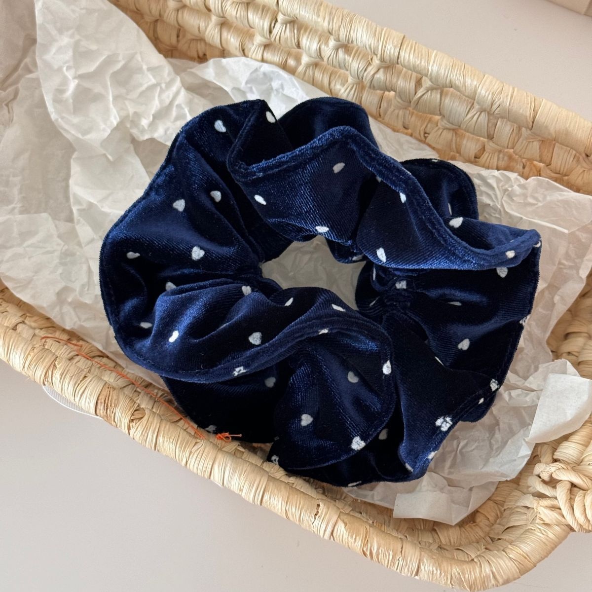 Women's Winter Large Velvet Elastic Hair Bands Polka Dot Heart Shaped