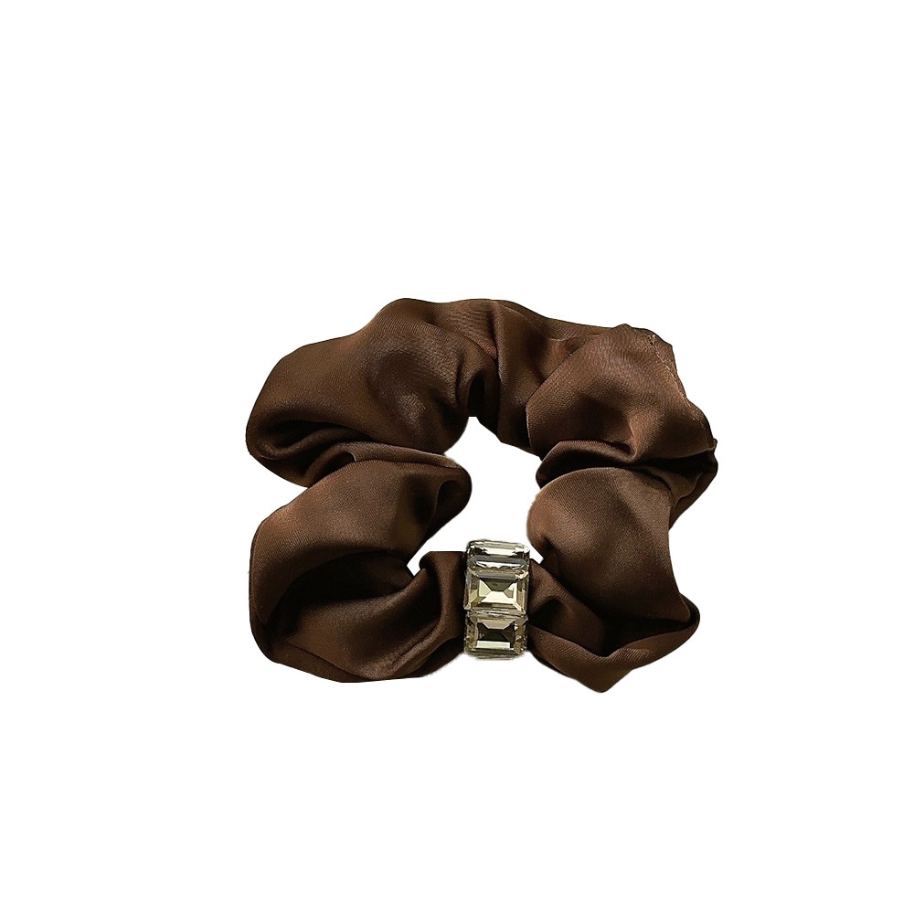 Women's Autumn Winter Satin Beaded Headband Black Floral Patchwork