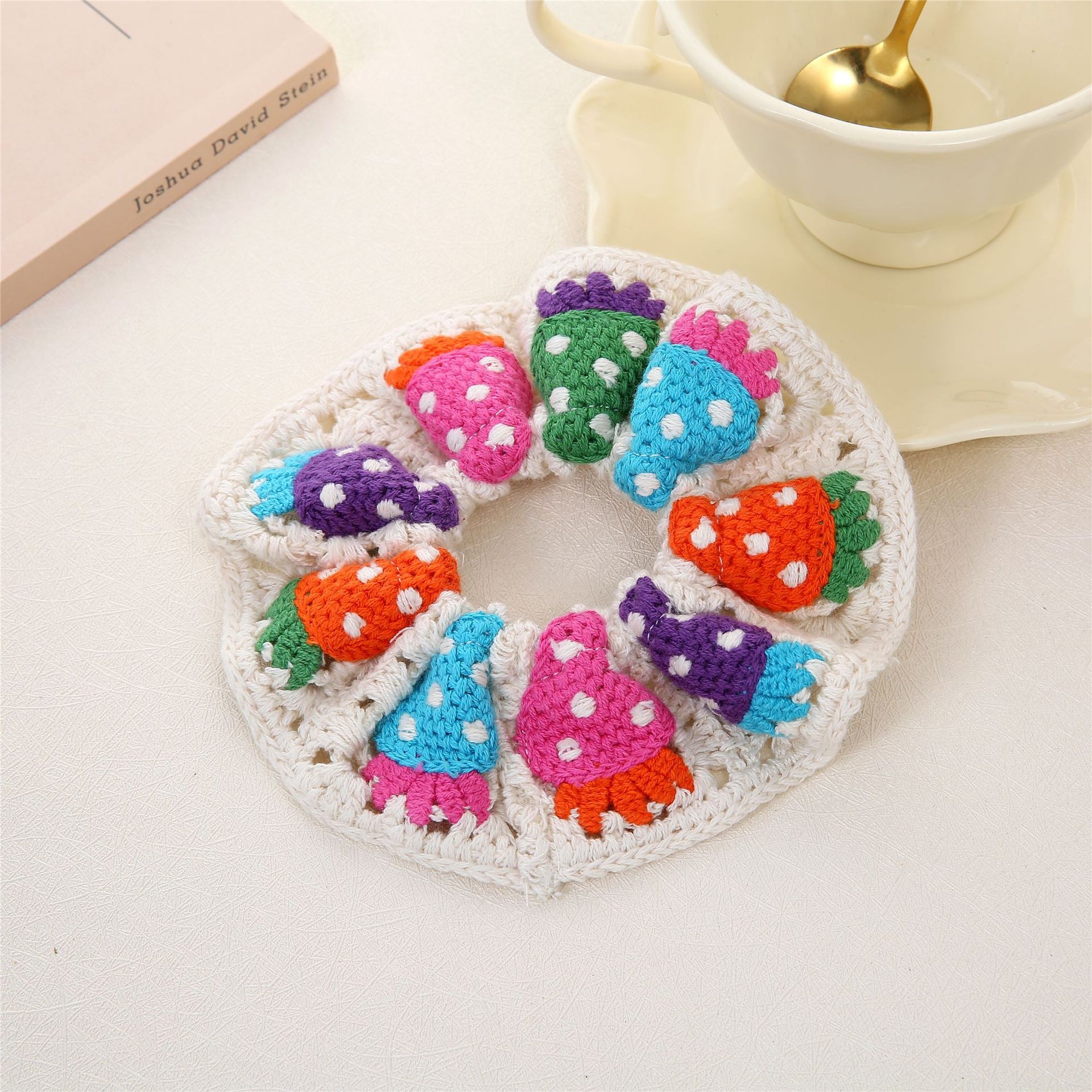 Women's Knitted Scrunchie Hair Tie Ponytail Holder Ditsy Floral Rose