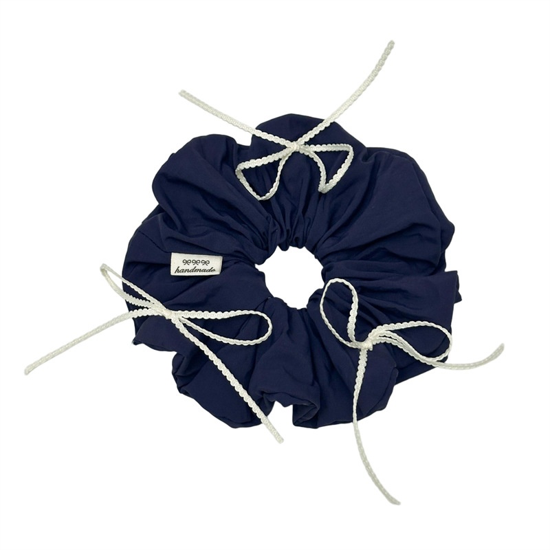 Women's Versatile Blue Bowknot Hair Ties Large Elastic Polyester Bands