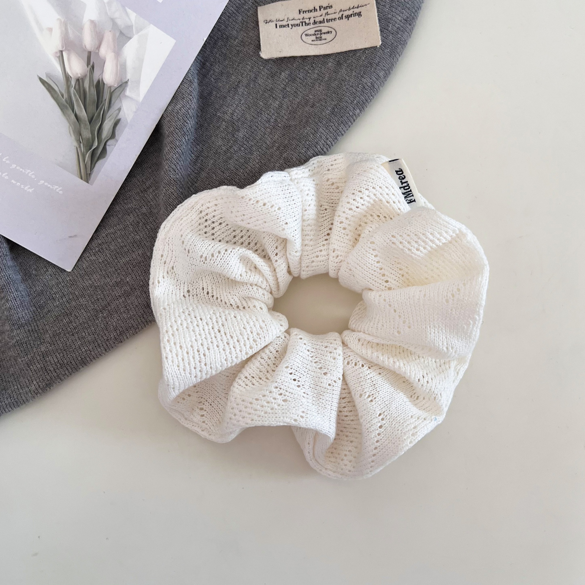 Women's Autumn Knitted Low Bun Hair Bands Daily Puffy Hair Ties Solid Color