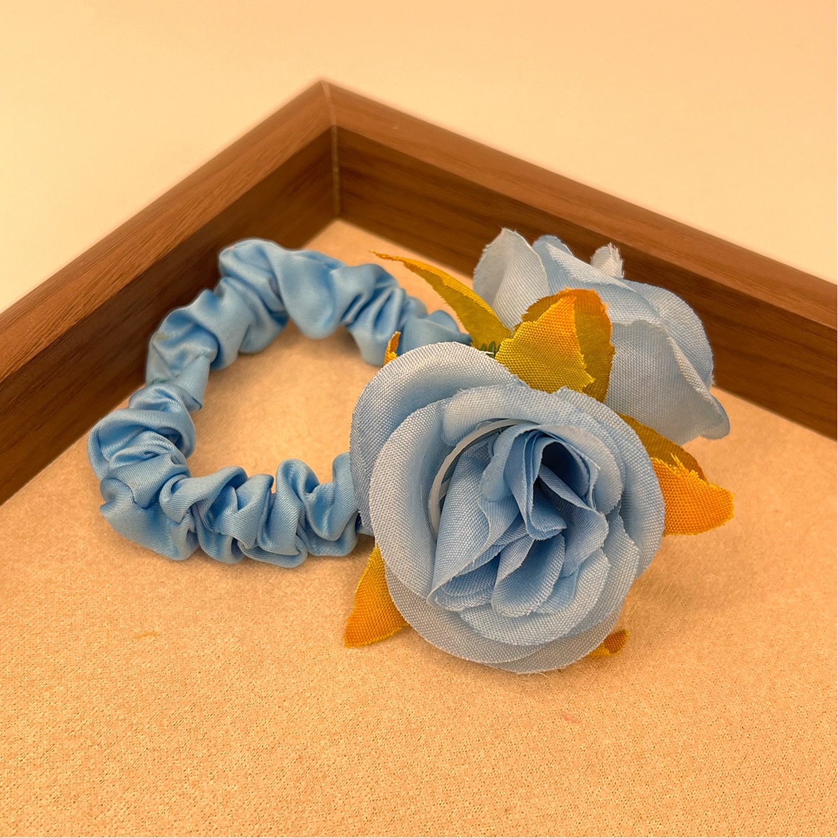 Women's Holiday Hair Tie Accessory Pastoral Plumeria Flower Pattern