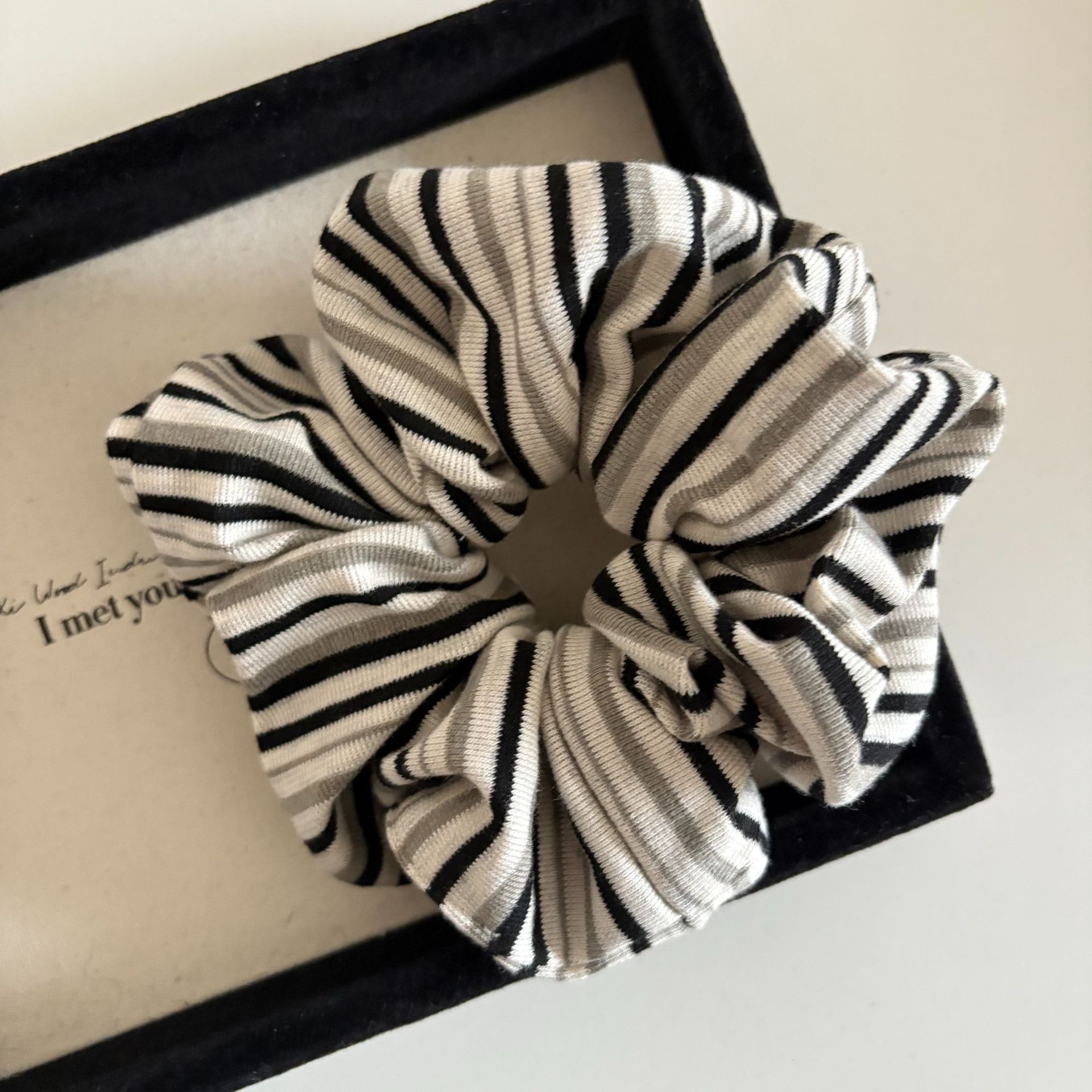 Women's Preppy Striped Knit Hair Tie Color Block Black & White