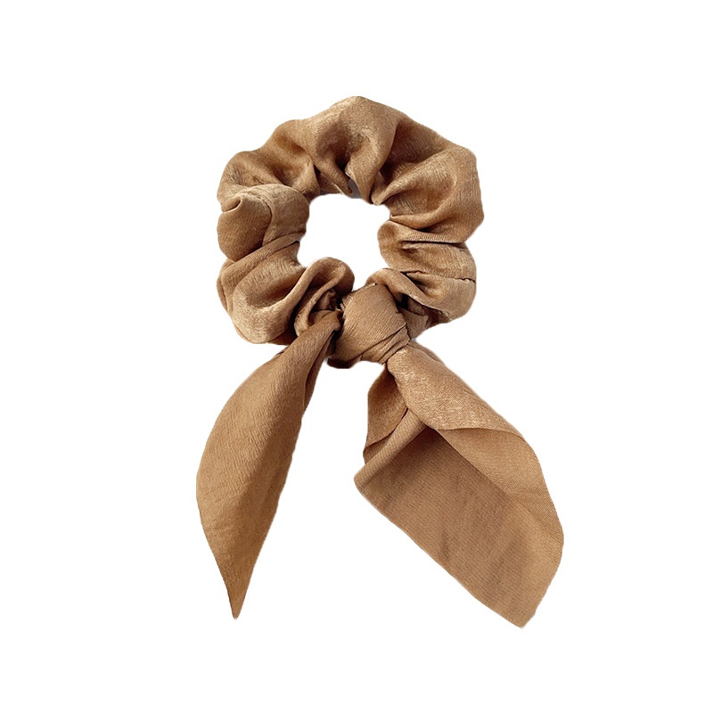 Women's Handmade Rabbit Ear Scrunchie Daily Hair Tie Solid Satin Bow